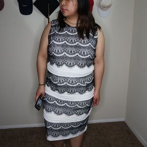 White and black lace tiered dress